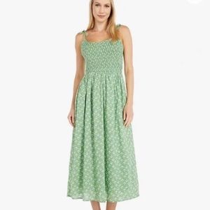 Lucky Brand Green Floral Midi Dress in Size Small